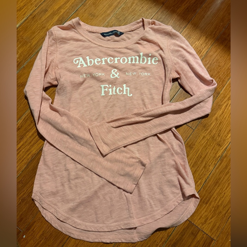Abercrombie & fitch long sleeve long tee coral pink xs